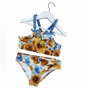 • Zimmermann • Girls Authentic Floral Bikini 
Orange / Blue 4